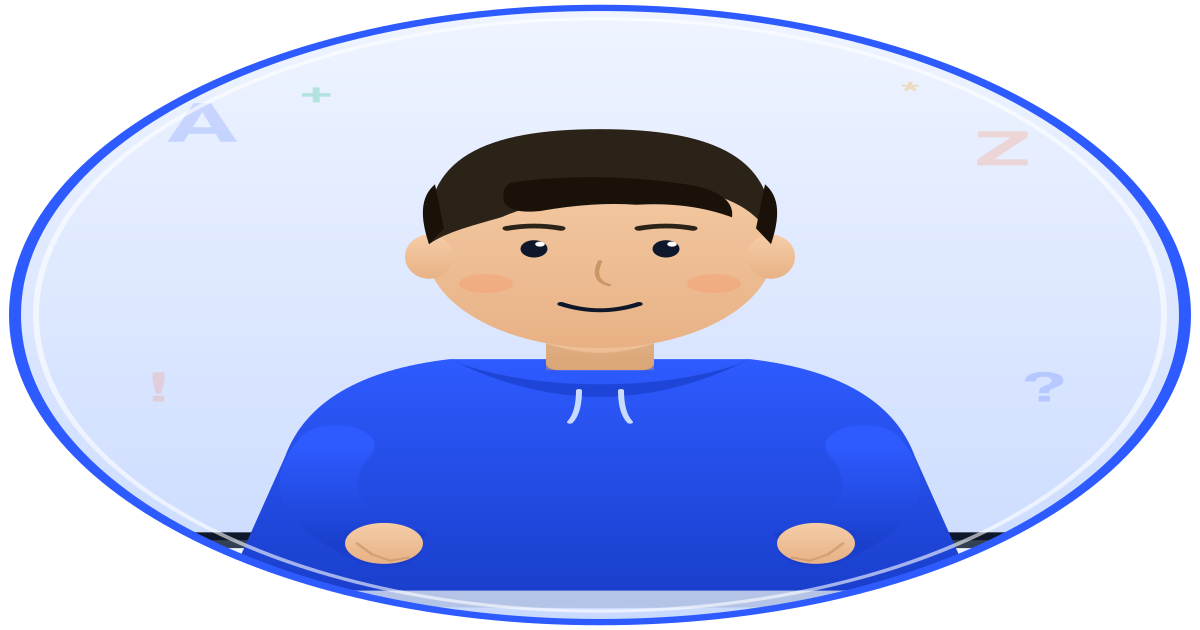 Illustrated avatar of Bryant.P, an 8th-grade boy typing at a keyboard